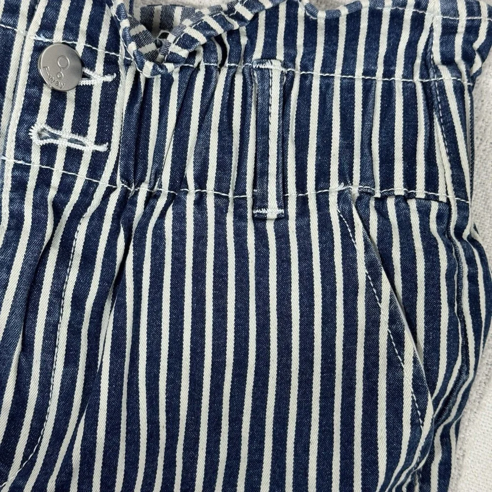 F-Way Blue White Stripe Denim Paperbag Straight Skirt Size‎ Small